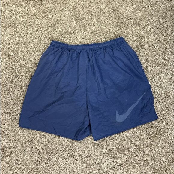 Vintage 90s Nike Swoosh Nylon Swim Shorts Men's XL Lined Big Logo Spell Out - Picture 1 of 3